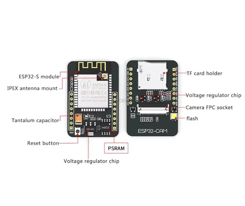 ESP32-CAM WiFi Bluetooth Geliştirme Kartı + OV2640 Kamera Modülü
