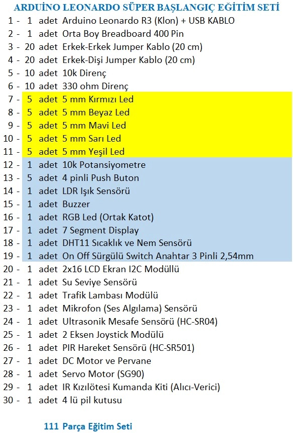 Arduino Leonardo Süper Başlangıç Seti
