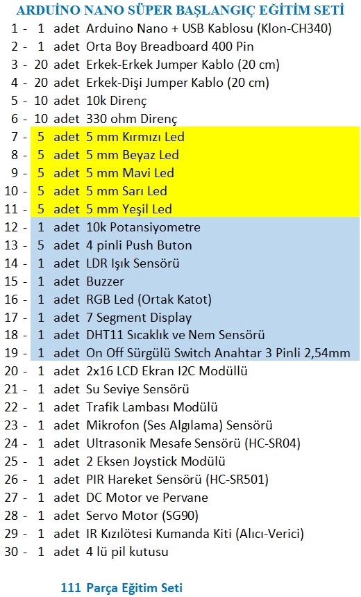 Arduino Nano Süper Başlangıç Seti