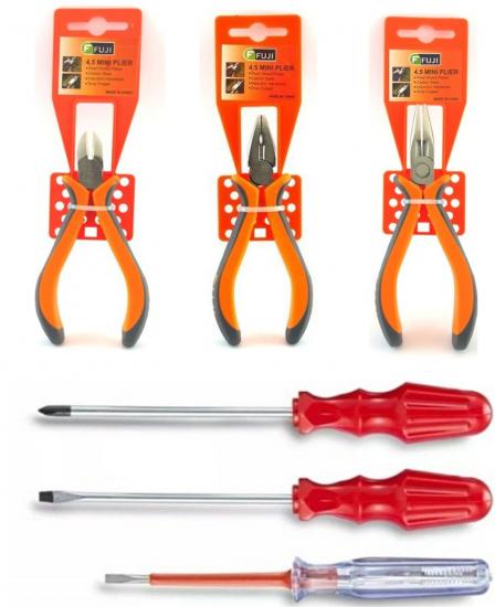 Mini Elektronikçi Yan Keski + Karga Burun + Pense + 3 lü Tornavida Set