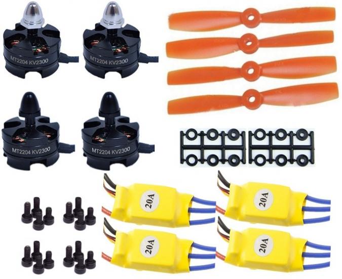 4 adet MT2204 2300Kv Fırçasız Motor CW/CCW + 5045 Pervane + 20A Esc