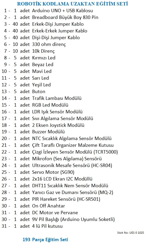 Eğiteklab Robotik Kodlama Arduino Uzaktan Eğitim Seti